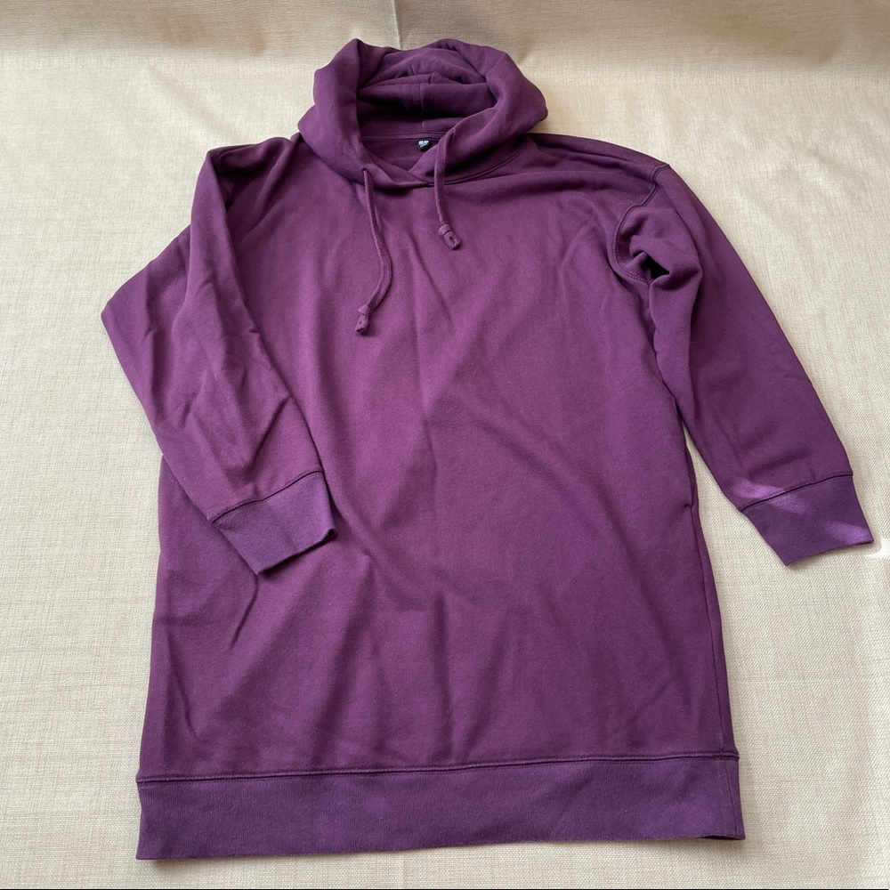 Uniqlo Sweat Hoodie Long Sleeve Dress Terry Cotton Tunic Sweater Pull Over